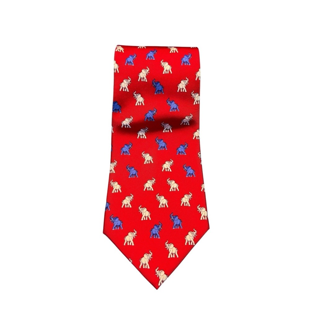 Alynn Necktie Red, White, and Blue Elephants - Republican Tie Made‎ In U.S.A
